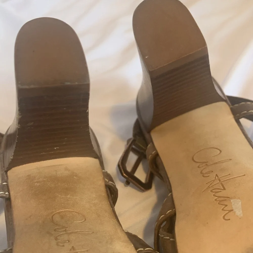 Cole Haan Brown Leather Heel Slingback Sandals Women’s Size 5 Left Shoe, 6 Right